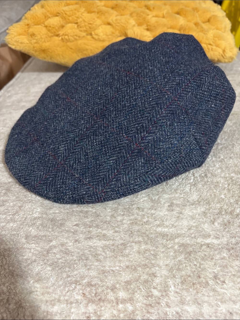 Vintage Shannon Men's Navy Tweed Flat Cap 100% wool T.O. Gorman size 7 5/8 62 XL